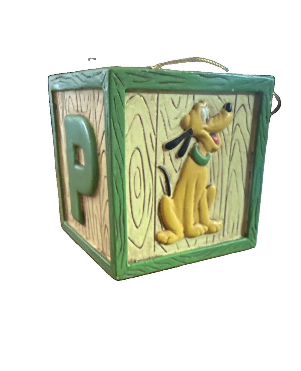 Disney Pluto Baby Block Cube Christmas Ornament 2.5” Vintage Style